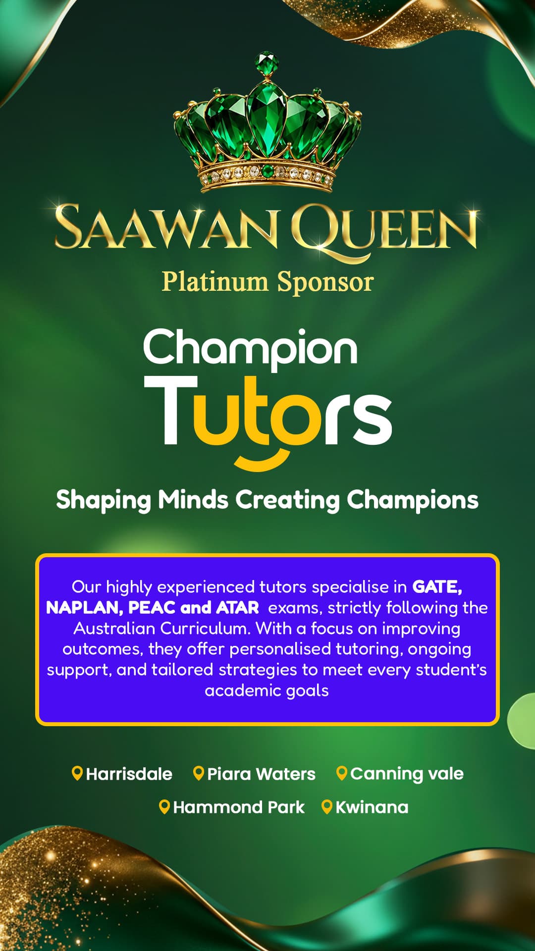 Champion Tutors — Platinum Sponsor of Saawan Queen 2026