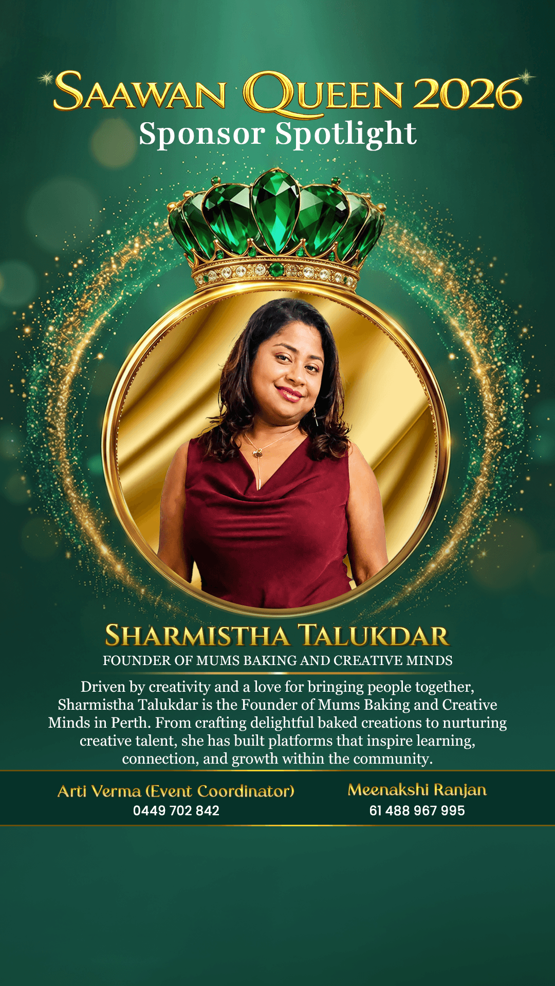 Sharmishtha Talukdar — Founder, Mums Baking and Creative Minds