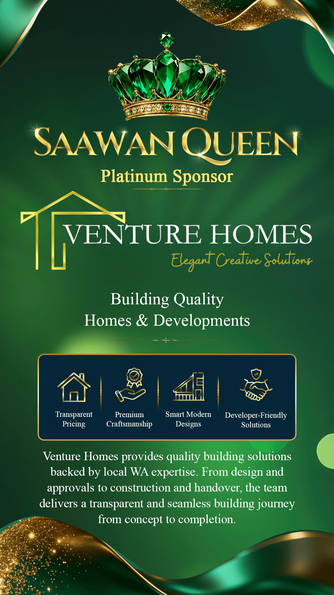 Venture Homes — Platinum Sponsor of Saawan Queen 2026